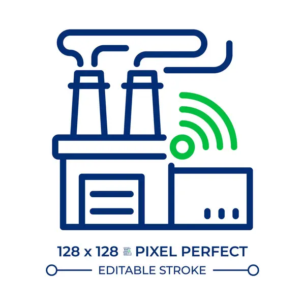 stock vector Smart industry two color line icon. Manufacturing environment, production. Factory, automation, iot bicolor outline symbol. Duotone linear pictogram. Isolated illustration. Editable stroke