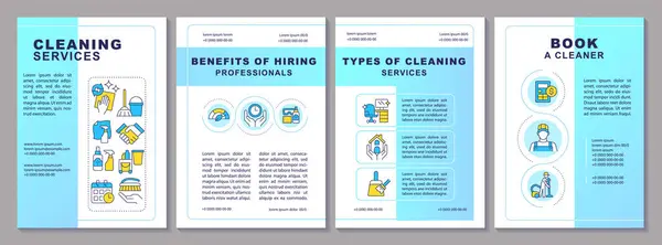 stock vector Cleaning services brochure template. Professional cleaners. Leaflet design with linear icons. Editable 4 vector layouts for presentation, annual reports. Arial-Black, Myriad Pro-Regular fonts used