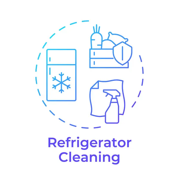 stock vector Refrigerator cleaning blue gradient concept icon. Sanitizing products, hygiene. Round shape line illustration. Abstract idea. Graphic design. Easy to use in infographic, presentation