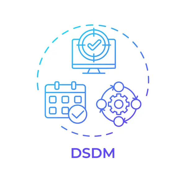 stock vector DSDM blue gradient concept icon. Project lifecycle. Development system. Apm management. Round shape line illustration. Abstract idea. Graphic design. Easy to use in infographic, presentation