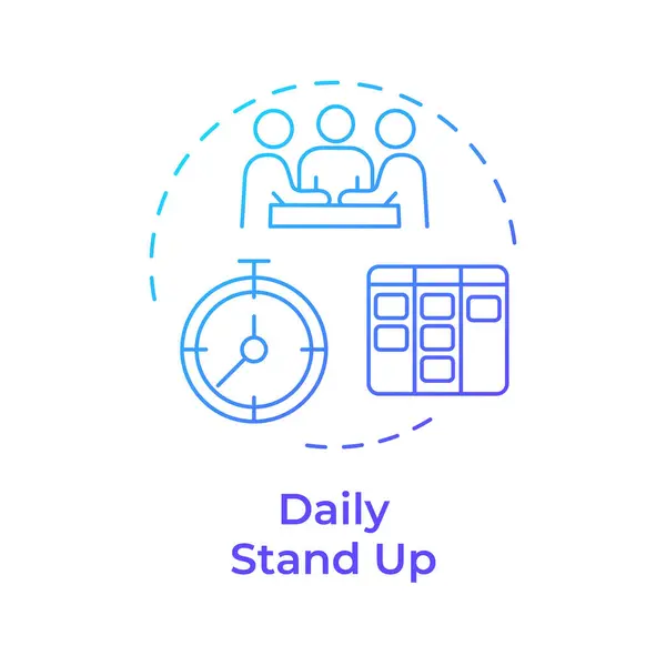 stock vector Daily stand up blue gradient concept icon. Time schedule, meeting management. Business grouping. Round shape line illustration. Abstract idea. Graphic design. Easy to use in infographic, presentation