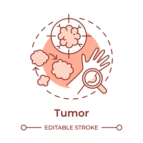 stock vector Tumor soft red concept icon. TNM system. Cancer diagnostics. Abnormal cell growth. Malignant neoplasm. Round shape line illustration. Abstract idea. Graphic design. Easy to use in article