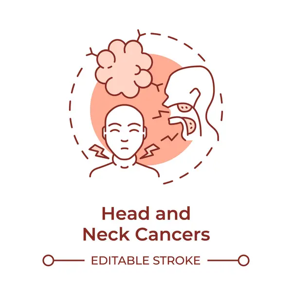 stock vector Head and neck cancer soft red concept icon. Type of cancer. Throat and larynx oncology. Sore throat symptom. Round shape line illustration. Abstract idea. Graphic design. Easy to use in article