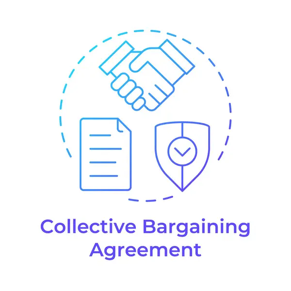 stock vector Collective bargaining agreement blue gradient concept icon. Employee rights, teamwork hands. Round shape line illustration. Abstract idea. Graphic design. Easy to use in infographic, presentation