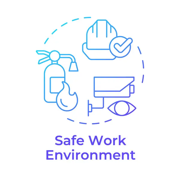 stock vector Safe work environment blue gradient concept icon. Business surveillance system. Safety equipment. Round shape line illustration. Abstract idea. Graphic design. Easy to use in infographic, presentation