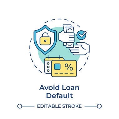 Kredi temerrüt çoklu renk konsepti simgesinden kaçının. Mali istikrar, varlık kontrolü. Yuvarlak şekil çizimi. Soyut bir fikir. Grafik tasarımı. Bilgide ve sunumda kullanması kolay