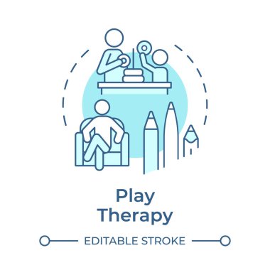 Terapi, yumuşak mavi konsept ikonu. Terapi süreci, bütünsel iyileşme. Profesyonel psikiyatrist. Yuvarlak şekil çizimi. Soyut bir fikir. Grafik tasarımı. Bilgide kullanması kolay