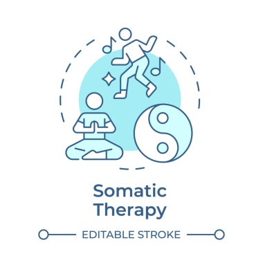 Somatik terapi, yumuşak mavi konsept ikonu. Farkındalık meditasyonu, yin yang. Kendini ifade etme. Yuvarlak şekil çizimi. Soyut bir fikir. Grafik tasarımı. Bilgide ve sunumda kullanması kolay