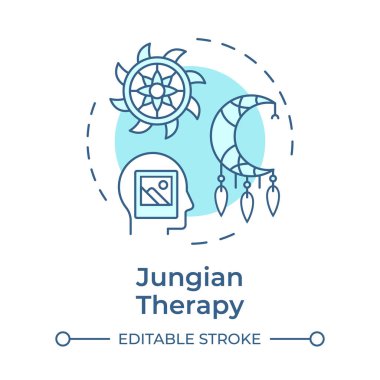 Jungian therapy soft blue concept icon. Analytical psychology, dream analysis. Round shape line illustration. Abstract idea. Graphic design. Easy to use in infographic, presentation clipart