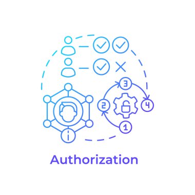 Authorization blue gradient concept icon. Data privacy, permission. Access control policy. Round shape line illustration. Abstract idea. Graphic design. Easy to use in infographic, presentation clipart