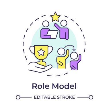 Örnek model çok renkli konsept simgesi. İlham verici bir örnek. Motivasyon figürü. Kopya davranış. Yuvarlak şekil çizimi. Soyut bir fikir. Grafik tasarımı. Günlük paylaşımında kullanması kolay
