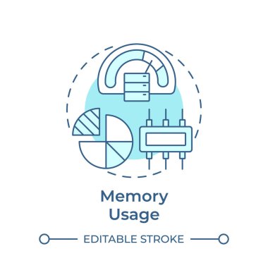 Memory usage soft blue concept icon. Performance monitoring, processing power. Round shape line illustration. Abstract idea. Graphic design. Easy to use in infographic, presentation clipart