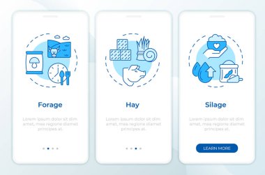 Hayvan yemi mavisi mobil uygulama ekranında. Doğrusal kavramlarla birlikte düzenlenebilir grafik yönergelerini gezdir. UI, UX, GUI şablonu. Montserrat Yarı Kalın, Düzenli yazı tipleri
