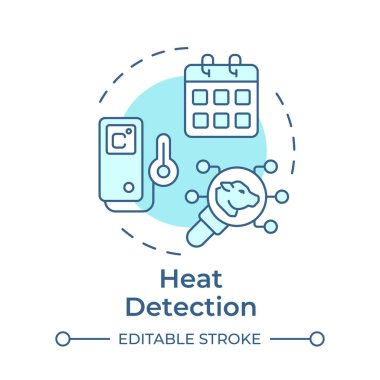 Isı algılama yumuşak mavi konsept simgesi. Hayvan refahı, çiftçilik. İzleme, kontrol. Yuvarlak şekil çizimi. Soyut bir fikir. Grafik tasarımı. Bilgide ve sunumda kullanması kolay