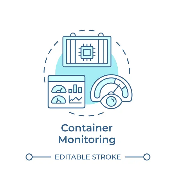 stock vector Container monitoring soft blue concept icon. Performance measure, network traffic. Round shape line illustration. Abstract idea. Graphic design. Easy to use in infographic, presentation