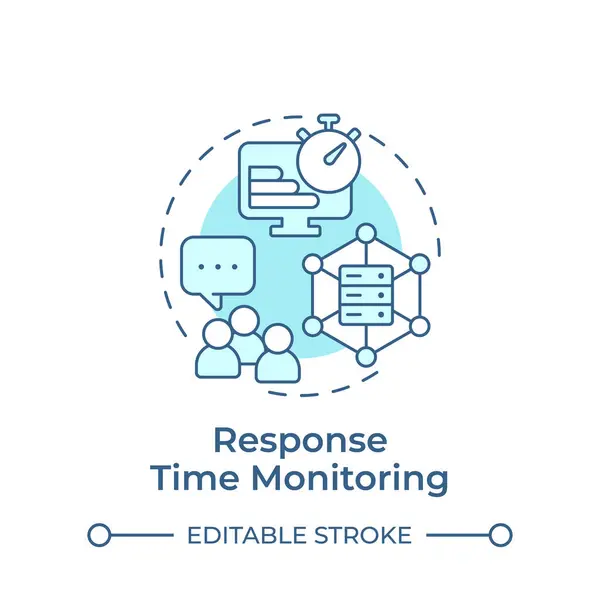 stock vector Response time monitoring soft blue concept icon. Customer service, user friendly. Data storage. Round shape line illustration. Abstract idea. Graphic design. Easy to use in infographic, presentation