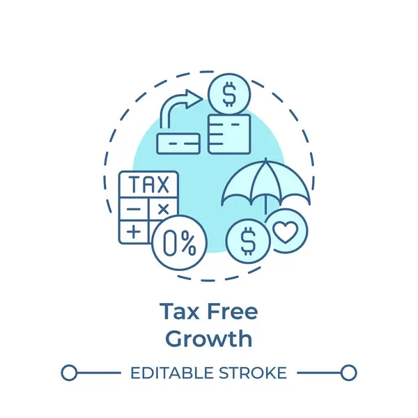 stock vector Tax free growth soft blue concept icon. Health savings account benefit. Financial security. Tax relief. Round shape line illustration. Abstract idea. Graphic design. Easy to use in brochure