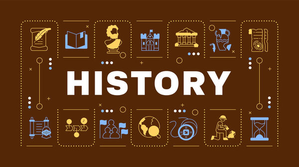 История коричневое слово понятие. Школьный предмет. Археология. Древние времена. Академическая дисциплина. Визуальное общение. Векторное искусство с надписью, редактируемые иконки глифов. Шрифт Hubot Sans