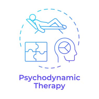 Psikodinamik terapi mavi gradyan konsept ikonu. Terapi yaklaşımı, duygusal sağIık. Yuvarlak şekil çizimi. Soyut bir fikir. Grafik tasarımı. Bilgide ve sunumda kullanması kolay