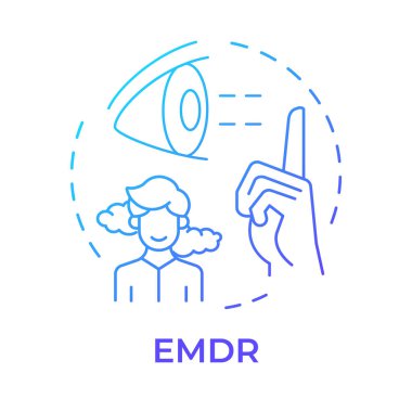 EMDR mavi gradyan konsept simgesi. Zihinsel sağlık durumu, duyarsızlaşma. Duygusal sağIık. Yuvarlak şekil çizimi. Soyut bir fikir. Grafik tasarımı. Bilgide ve sunumda kullanması kolay
