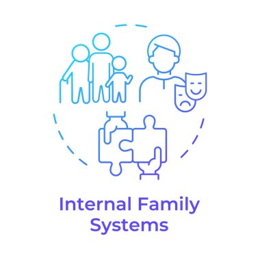 Dahili aile sistemleri mavi gradyan konsept simgesi. İletişim yetenekleri, kişilik bozukluğu. Yuvarlak şekil çizimi. Soyut bir fikir. Grafik tasarımı. Bilgide ve sunumda kullanması kolay