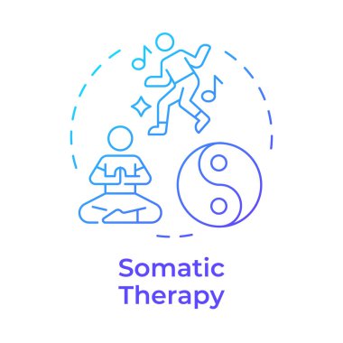 Somatik terapi mavi gradyan kavram ikonu. Farkındalık meditasyonu, yin yang. Kendini ifade etme. Yuvarlak şekil çizimi. Soyut bir fikir. Grafik tasarımı. Bilgide ve sunumda kullanması kolay