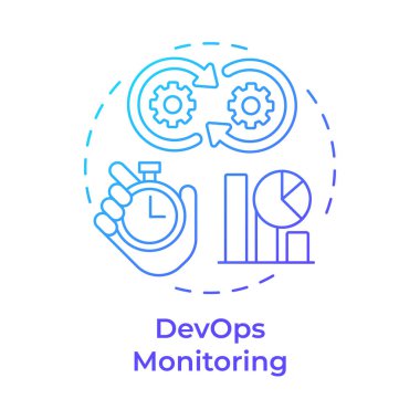 DevOps mavi gradyan konsept simgesini izliyor. İş akışı organizasyonu, uygulama geliştirme. Yuvarlak şekil çizimi. Soyut bir fikir. Grafik tasarımı. Bilgide ve sunumda kullanması kolay