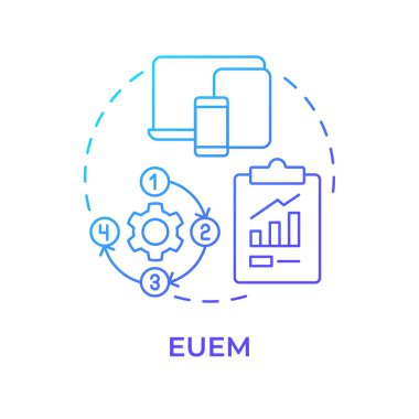 EUEM blue gradient concept icon. Cross platform, multi device. App compatibility. Round shape line illustration. Abstract idea. Graphic design. Easy to use in infographic, presentation clipart