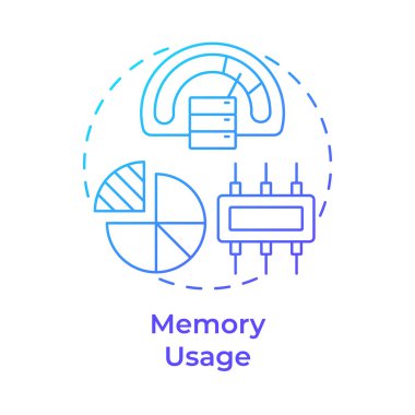 Hafıza kullanımı mavi gradyan konsept simgesi. Performans izleme, işleme gücü. Yuvarlak şekil çizimi. Soyut bir fikir. Grafik tasarımı. Bilgide ve sunumda kullanması kolay