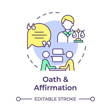 Oath and affirmation multi color concept icon. Regulatory compliance, compromise. Round shape line illustration. Abstract idea. Graphic design. Easy to use in infographic, presentation clipart