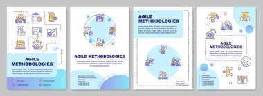 Agile management methodologies blue gradient brochure template. Leaflet design with linear icons. Editable 4 vector layouts for presentation, annual reports. Arial-Bold, Myriad Pro-Regular fonts used clipart