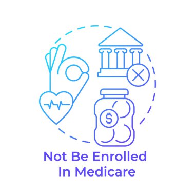 Federal sağlık sigortası yok mavi gradyan konsept ikonu. HSA uygunluk kuralı. Özel sağlık hizmeti. Yuvarlak şekil çizimi. Soyut bir fikir. Grafik tasarımı. Makalede kullanması kolay