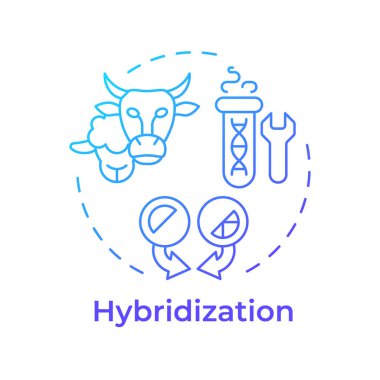 Melezleşme mavi eğim konsepti simgesi. Biyomühendislik, genetik. Üreme, biyoteknoloji. Yuvarlak şekil çizimi. Soyut bir fikir. Grafik tasarımı. Bilgide ve sunumda kullanması kolay