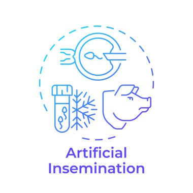 Suni döllenme mavi gradyan konsept simgesi. Üreme teknolojisi, genetik. Yuvarlak şekil çizimi. Soyut bir fikir. Grafik tasarımı. Bilgide ve sunumda kullanması kolay