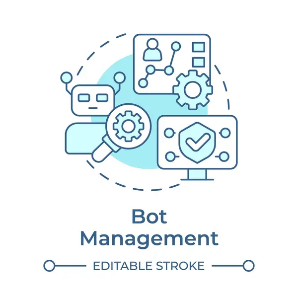 stock vector Bot management soft blue concept icon. Online threat, api. Web application security. Round shape line illustration. Abstract idea. Graphic design. Easy to use in infographic, presentation