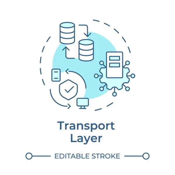 stock vector Transport layer soft blue concept icon. TCP-IP. Secure data transfer. Transmission control protocol. Round shape line illustration. Abstract idea. Graphic design. Easy to use in blog post