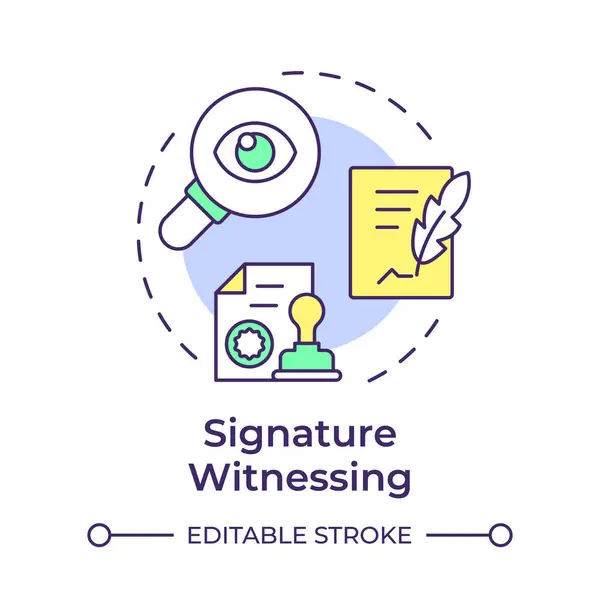 stock vector Signature witnessing multi color concept icon. Signing document, agreement verification. Round shape line illustration. Abstract idea. Graphic design. Easy to use in infographic, presentation