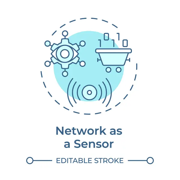 stock vector Network as sensor soft blue concept icon. 6G technology. Real-time data collection and data monitoring. Round shape line illustration. Abstract idea. Graphic design. Easy to use in article