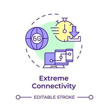 Extreme connectivity multi color concept icon. 6G technology. Fast data transfer. High-speed network.Round shape line illustration. Abstract idea. Graphic design. Easy to use in article clipart