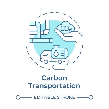 Karbon taşıma yumuşak mavi konsept simgesi. Boru hattı deposu, su deposu. Tanker kamyonu. Yuvarlak şekil çizimi. Soyut bir fikir. Grafik tasarımı. Kullanımı kolay bilgi sunumu
