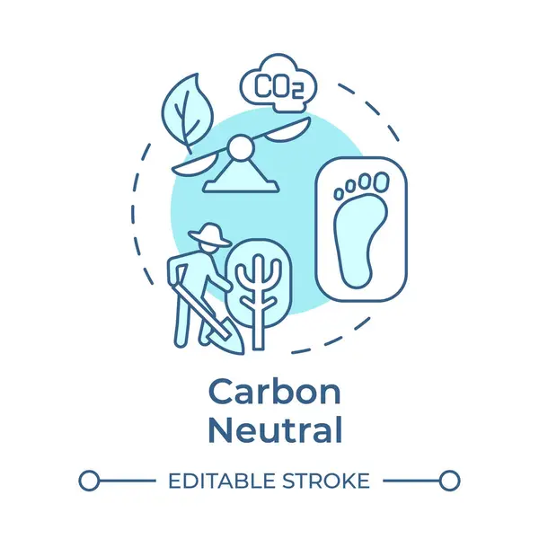 stock vector Carbon neutral soft blue concept icon. Forestation, agronomy. Ecology preservation, ecofriendly. Round shape line illustration. Abstract idea. Graphic design. Easy to use infographic, presentation