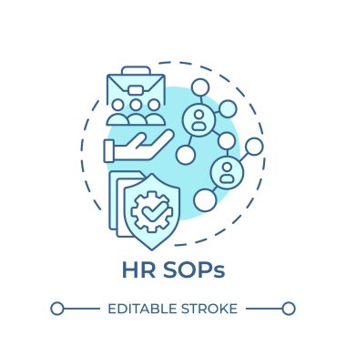 İK, yumuşak mavi konsept simgesini sabunluyor. İnsan kaynakları, uyum. İşe alım, işe alım. Yuvarlak şekil çizimi. Soyut bir fikir. Grafik tasarımı. Bilgide ve sunumda kullanması kolay