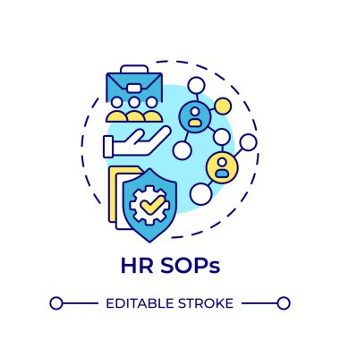 İnsan Kaynakları çok renkli konsept simgesini sabunluyor. İnsan kaynakları, uyum. İşe alım, işe alım. Yuvarlak şekil çizimi. Soyut bir fikir. Grafik tasarımı. Bilgide ve sunumda kullanması kolay