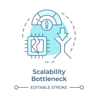 Scalability bottleneck soft blue concept icon. Computing system, system performance. Efficiency, optimization. Round shape line illustration. Abstract idea. Graphic design. Easy to use article clipart