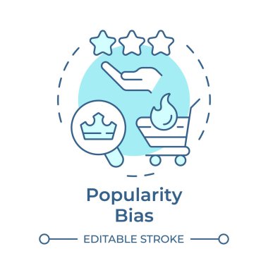 Popülerlik önyargısı, yumuşak mavi kavram ikonu. Kullanıcı deneyimi, hizmet derecesi. Müşteri memnuniyeti, ticaret. Yuvarlak şekil çizimi. Soyut bir fikir. Grafik tasarımı. Kullanımı kolay, blog iletisi