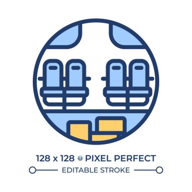 Gövde enine kesiti RGB renk simgesi. Uçağın iç planının çizimi. Oturma düzeni ve kabin yapısı. İzole vektör çizimi. Basit bir çizgi çizimi. Düzenlenebilir vuruş