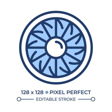 Uçak motoru türbini RGB renk simgesi. Pervane bıçakları. Jet itici gücü ve modern uçakları çalıştıran güç kaynağı. İzole vektör çizimi. Basit bir çizgi çizimi. Düzenlenebilir vuruş
