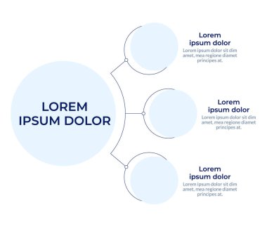 Akış şeması dairesel diyagram bilgisi. Hiyerarşi yapısı. Dairesel bağlantılar. Veri görselleştirmesi ve 3 seçenek. Hiyerarşi çizelgesi. Montserrat Yarı Kalın, Lato Düzenli yazı tipleri