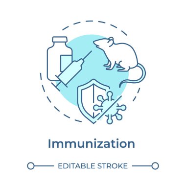 Bağışıklık sistemi yumuşak mavi konsept simgesi. Hibridoma teknolojisi. Antikor üretimi. Laboratuvar faresi. Yuvarlak şekil çizimi. Soyut bir fikir. Grafik tasarımı. Makalede kullanması kolay