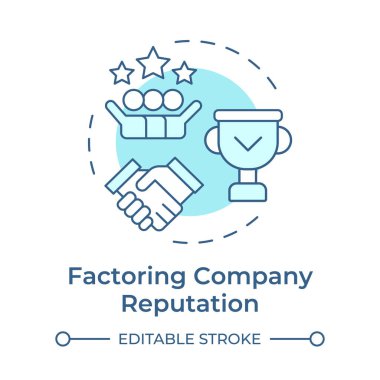 Şirketin itibarını hesaba katarsak, yumuşak mavi konsept ikonu. Endüstri uzmanlığı. Güvenilir hizmet. Arkadaş seçiyorum. Yuvarlak şekil çizimi. Soyut bir fikir. Grafik tasarımı. Makalede kullanması kolay